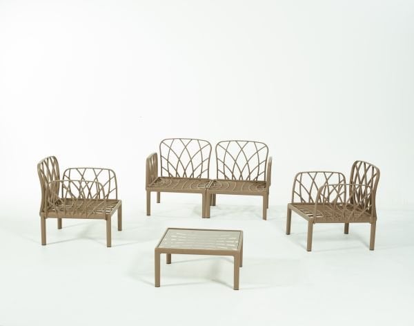 Çöl Kahvesi Gri Minderli 4 Kişilik Bahçe Koltuğu Seti