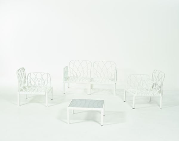 Beyaz Bej Minder 4 Kişilik Sehpalı Bahçe Koltuğu Takımı