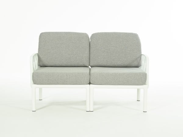 Beyaz Gri Minderli 4 Kişilik Sehpalı Bahçe Koltuk Takımı