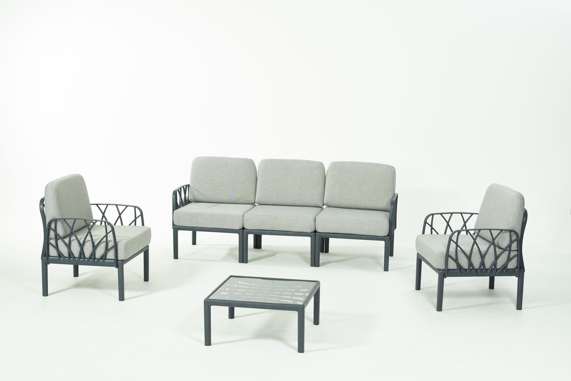 Antrasit Gri Minder 5 Kişilik Sehpalı Bahçe Koltuk Takımı