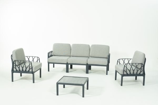 Antrasit Gri Minder 5 Kişilik Sehpalı Bahçe Koltuk Takımı