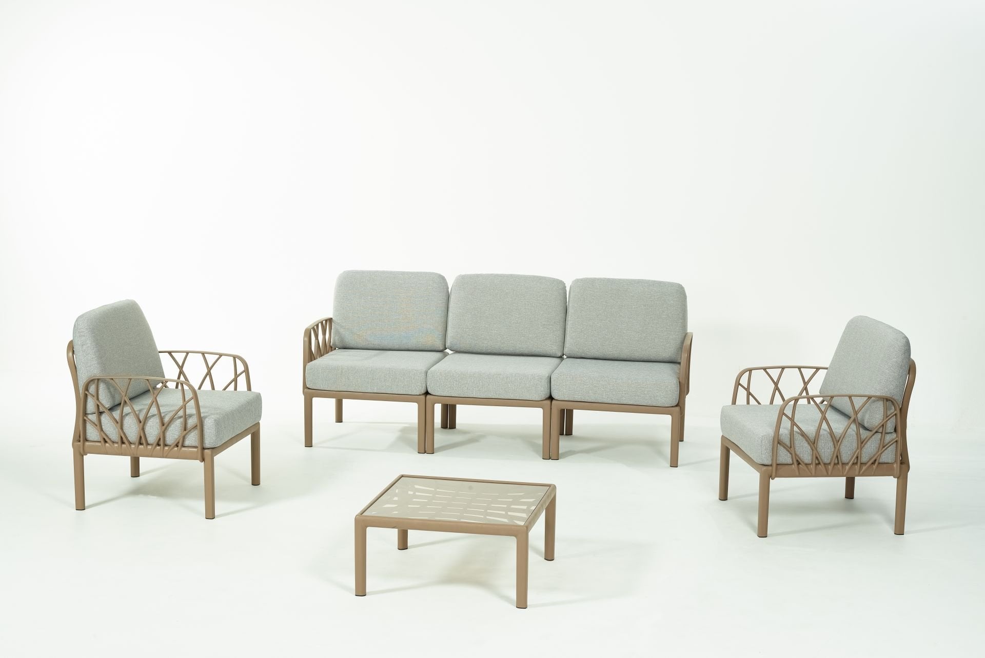 Çöl Kahvesi Gri Minder 5 Kişilik Bahçe Koltuk Takımı