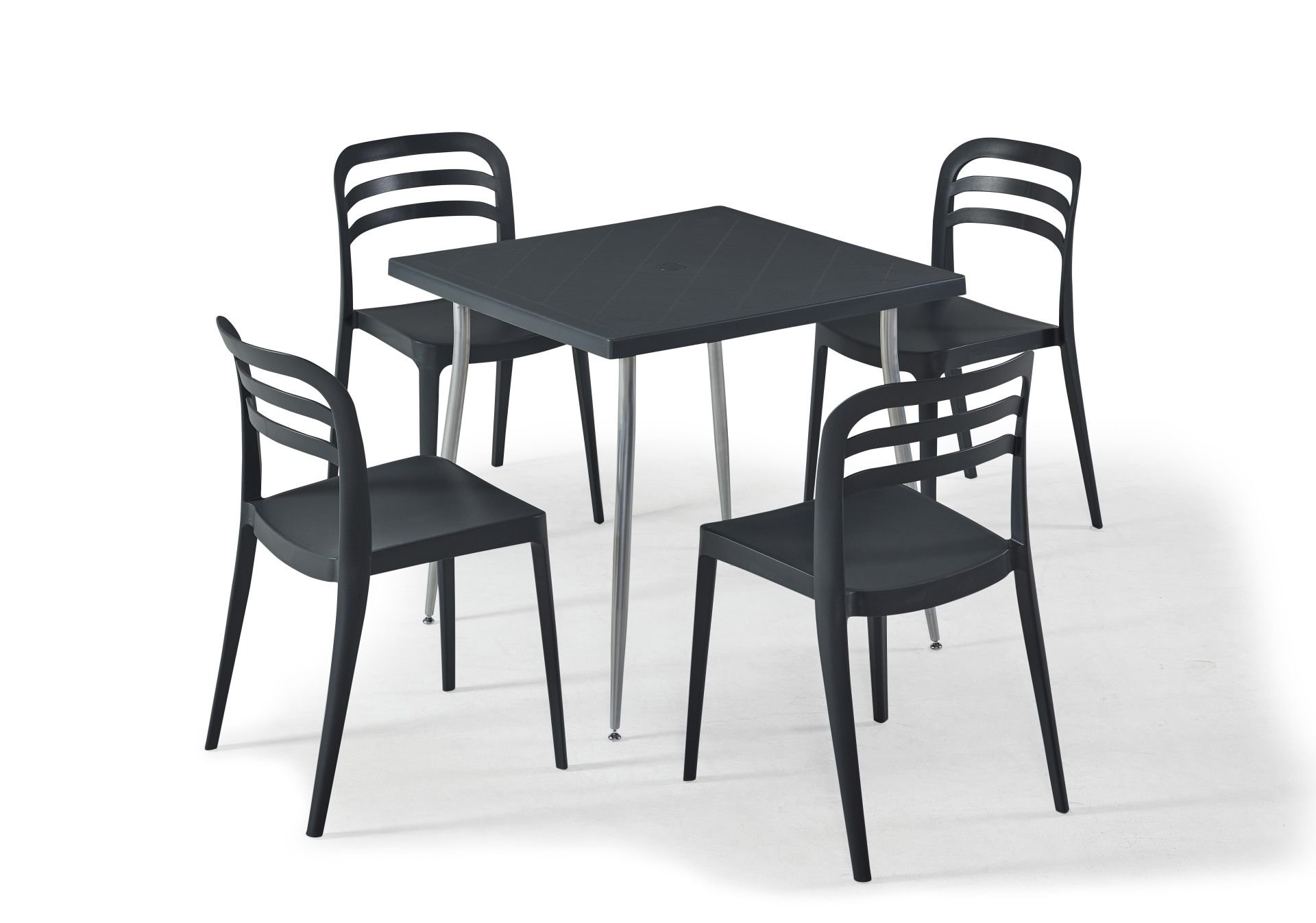 Antrasit 4 Kişilik 80x80 cm Masa Sandalye Takımı İç ve Dış Mekan Kullanımı İçin