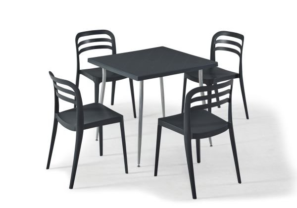 Antrasit 4 Kişilik 80x80 cm Masa Sandalye Takımı İç ve Dış Mekan Kullanımı İçin