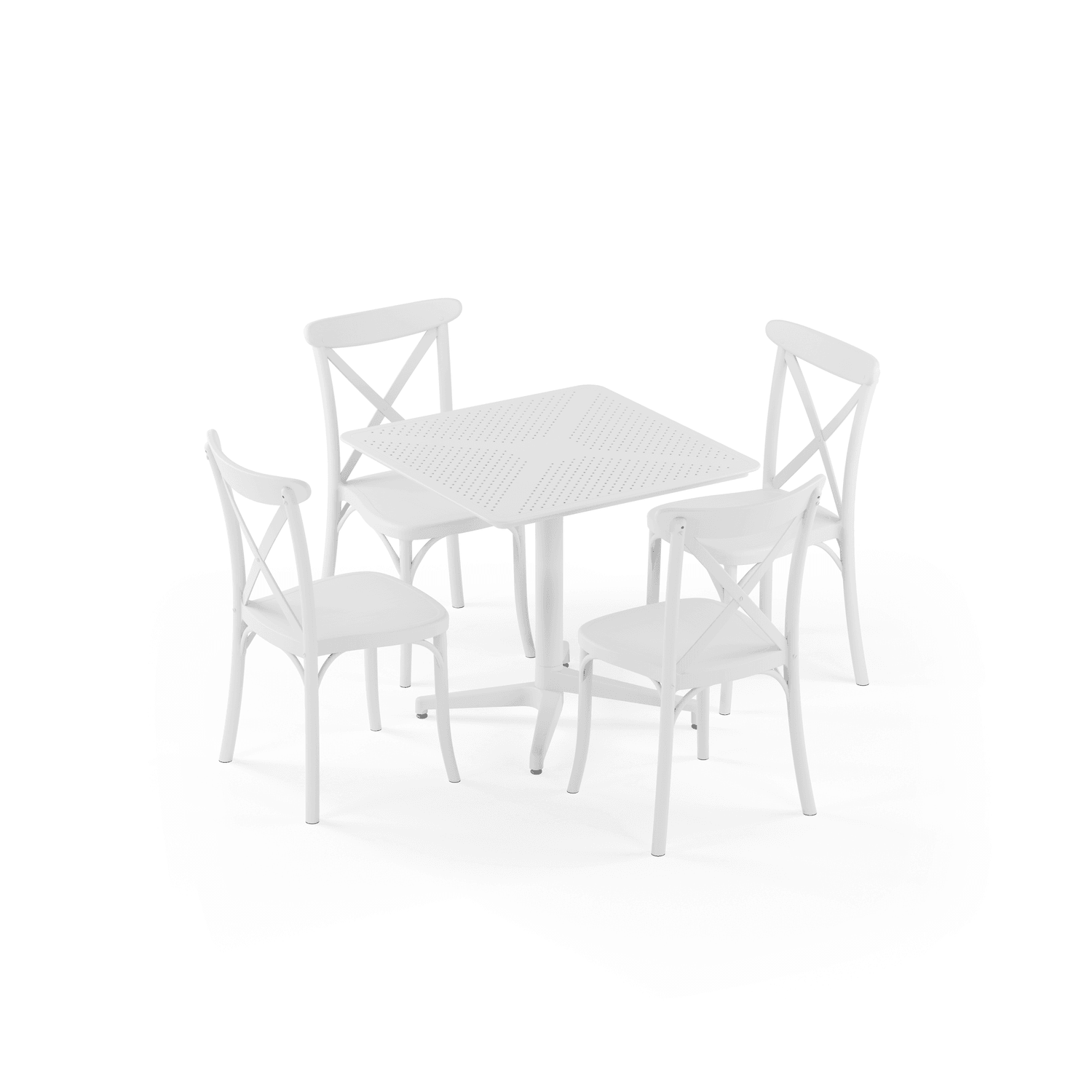 Beyaz Katlanır Bahçe Masa Sandalye Takımı 80x80 4 Kişilik