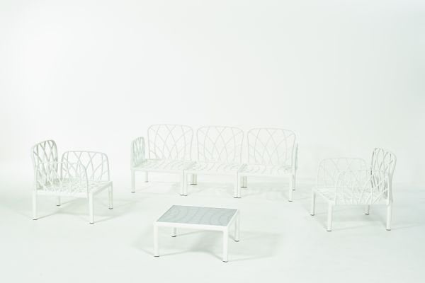 Beyaz Gri Minderli 5 Kişilik Dış Mekan Bahçe Koltuk Takımı