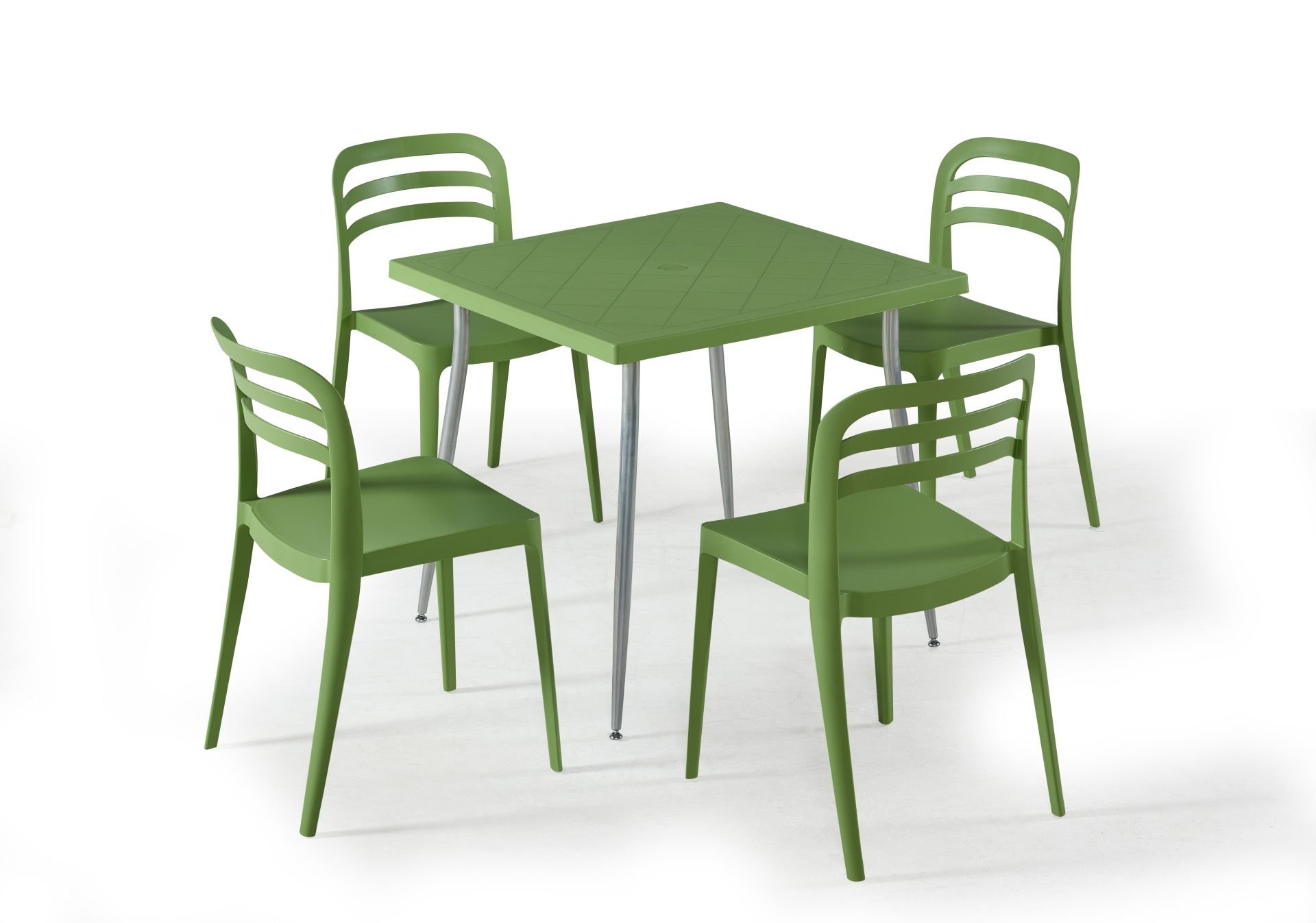 Yeşil 4 Kişilik Bahçe Masa Sandalye Takımı 80x80 cm