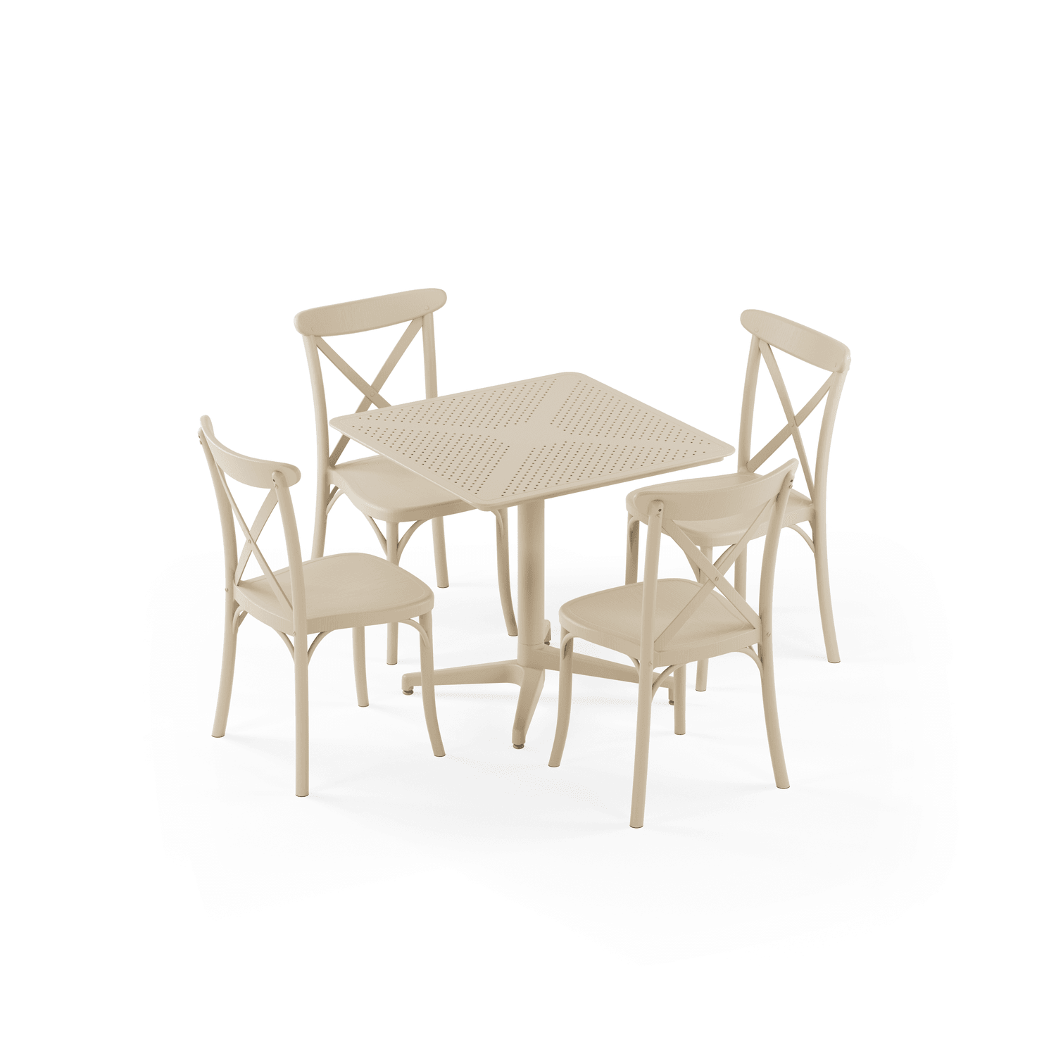 Bej Dış Mekan Masa Tonet Sandalye Takımı 80x80 4 Kişilik