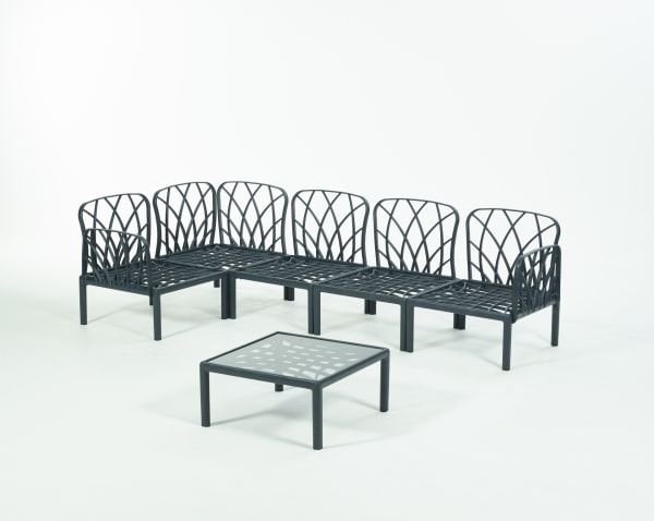 Antrasit Bej Minder L Köşe Sehpalı Bahçe Koltuk Takımı