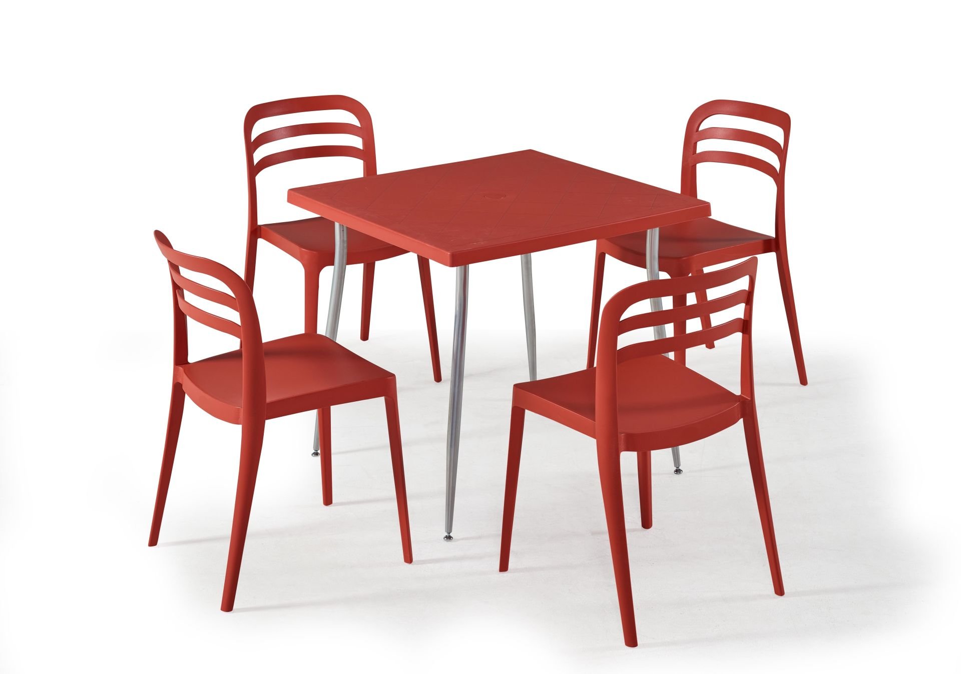 Kırmızı 4 Kişilik 80x80 cm Dış Mekan Bahçe Masa Sandalye Takımı