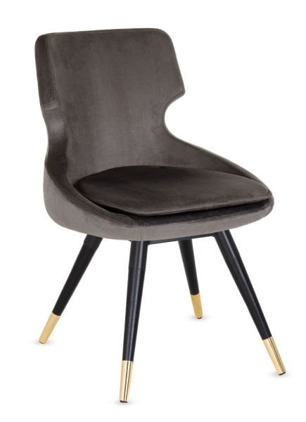 Donna Rahat Kumaş Dekoratif Yemek Sandalyesi - Kayın Ağacı Siyah Cila Konik Ayaklar, Şık Metal Karkas, Sarı Bronz Detaylı Modern Tasarım, Ergonomik Mutfak, Yemek Odası, Salon, Kafe, Restoran, Otel Sandalyesi - Ücretsiz Kargo