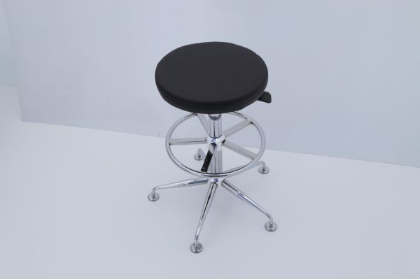 Siyah Deri Yüksek Bar Boy Tabure