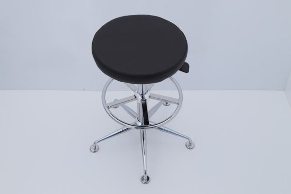 Siyah Deri Yüksek Bar Boy Tabure