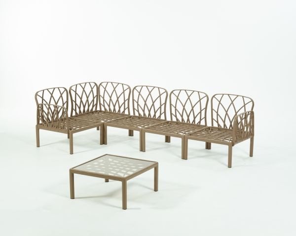 Çöl Kahve Gri Minder L Köşe Sehpalı Bahçe Koltuk Takımı