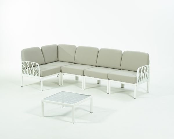 Beyaz Bej Minder L Köşe Dış Mekan Bahçe Koltuğu Takımı