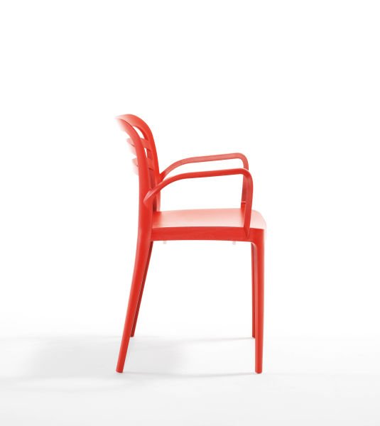 Kırmızı Kollu Bahçe Sandalyesi Antrasit Siyah Yeşil Hardal Kum Beji ve Beyaz Renk Seçenekleriyle Otel Restoran Kafe Mutfak Balkon Teras ve Veranda İçin Ideal