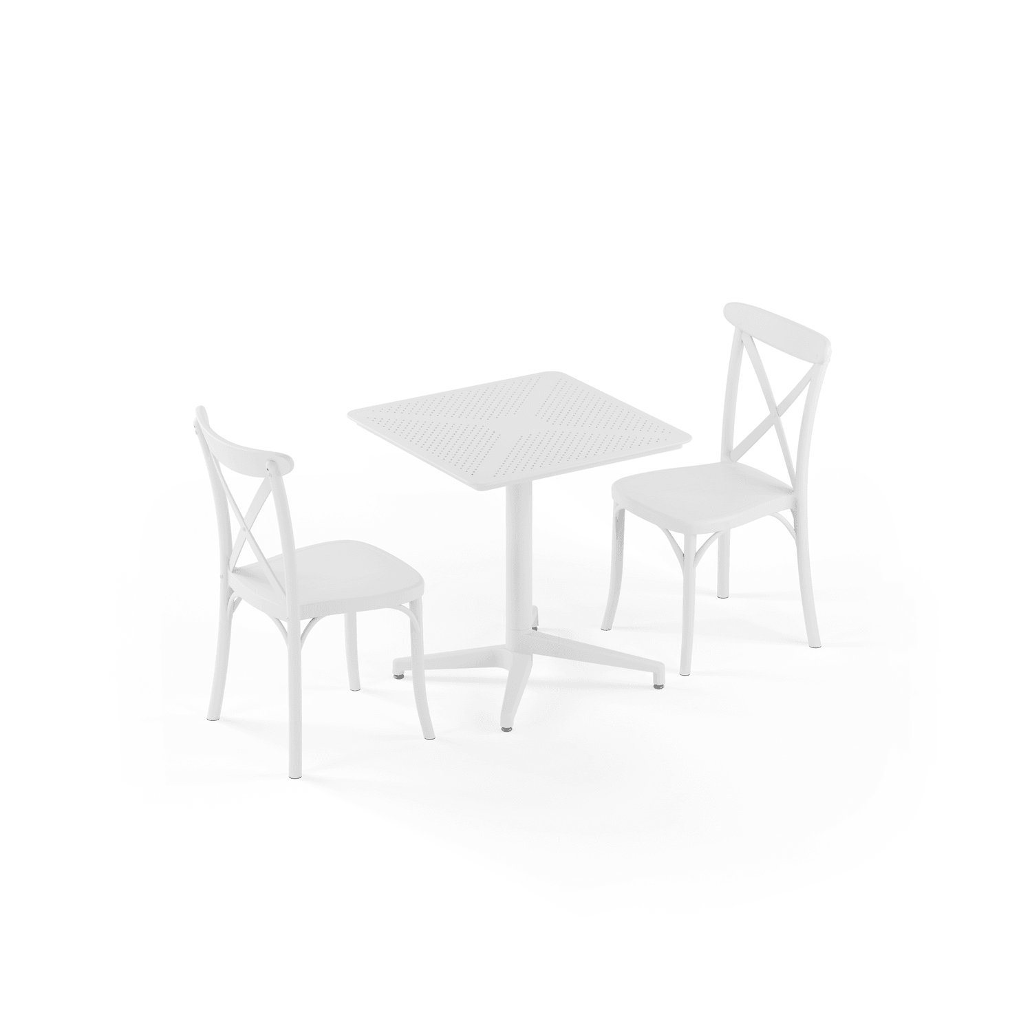 Beyaz Bahçe Masa Sandalye Takımı 2 Kişilik 70x70 Katlanır