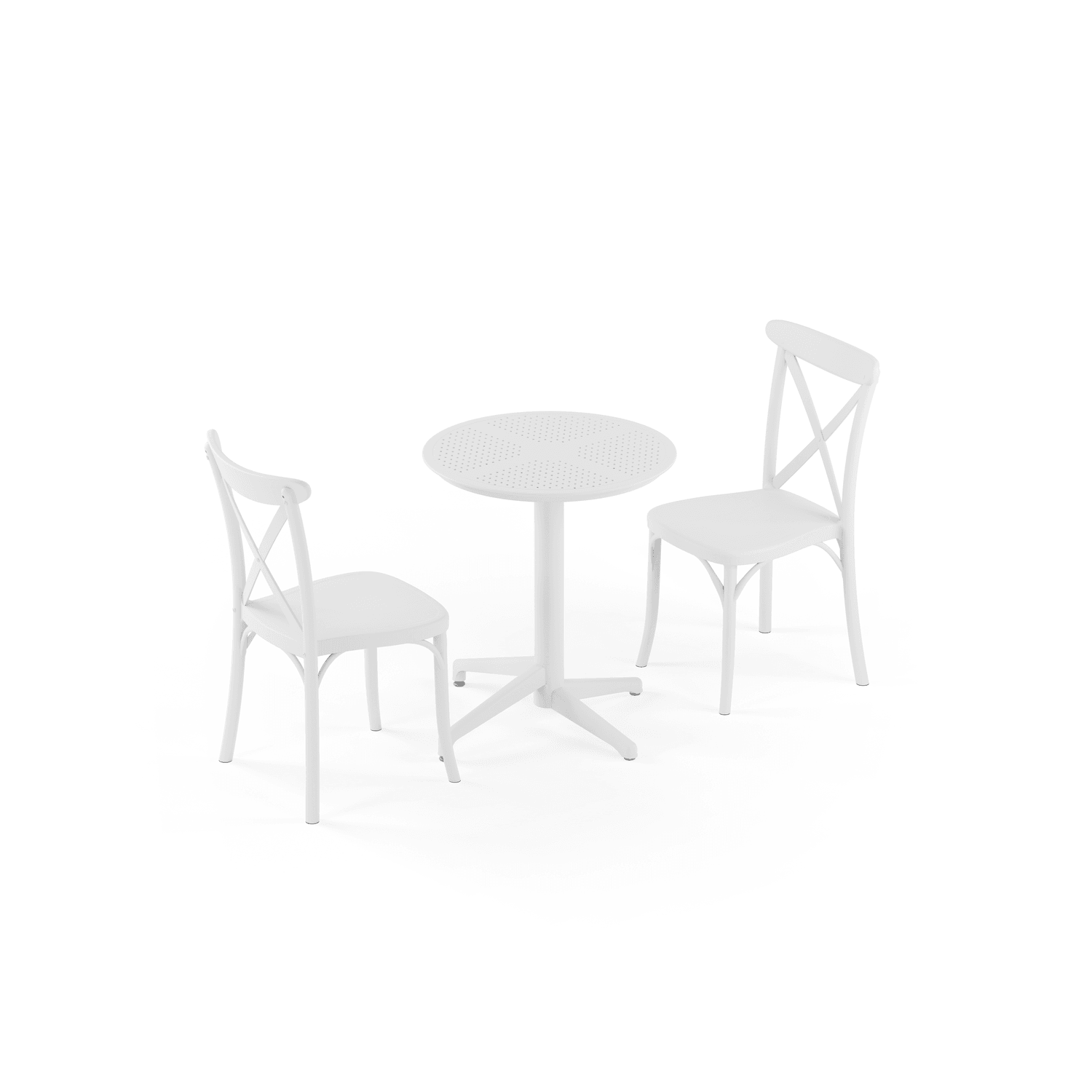 Beyaz Yuvarlak Bahçe Masa Sandalye Takımı 2 Kişilik