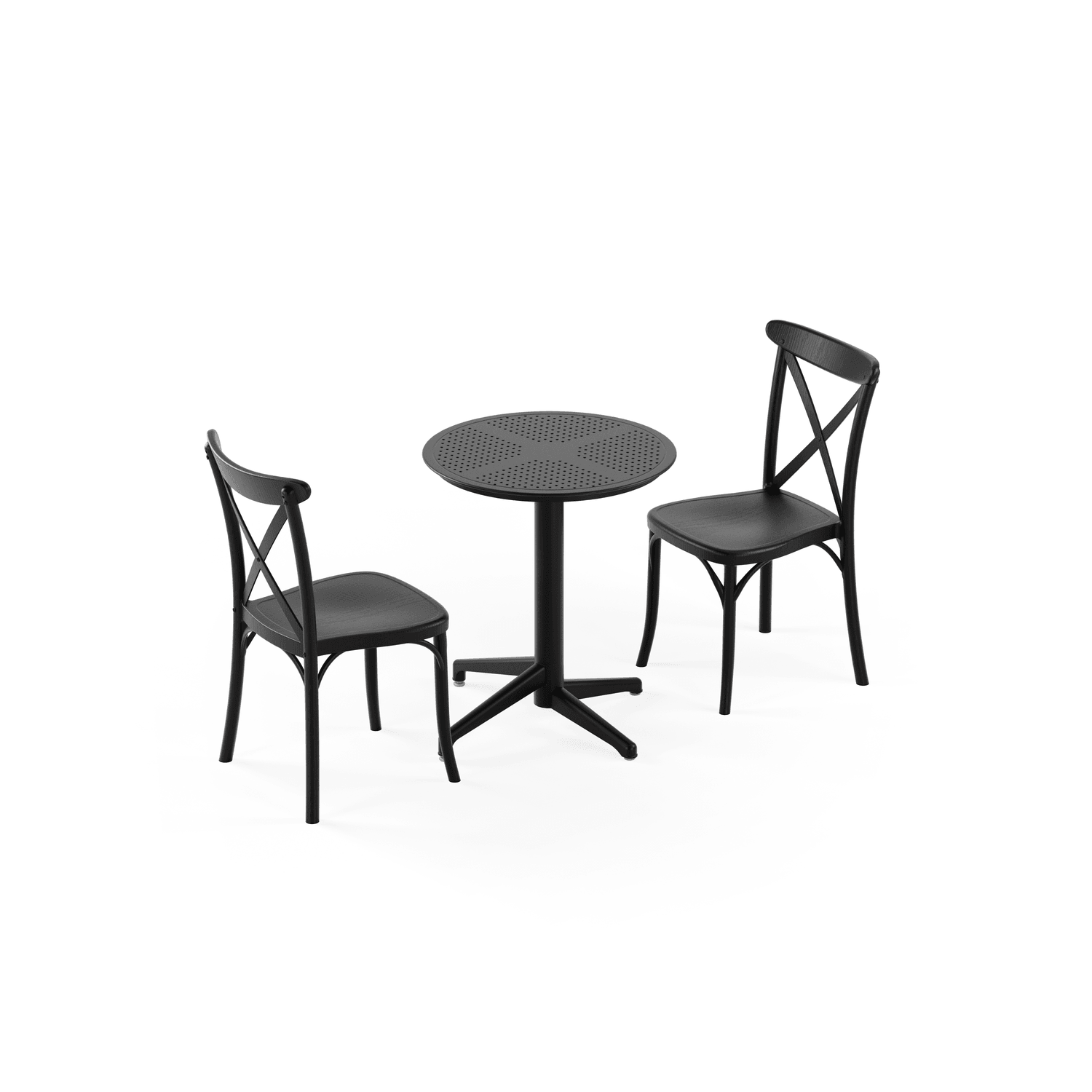 Siyah Yuvarlak Bahçe Masa Sandalye Takımı 2 Kişilik