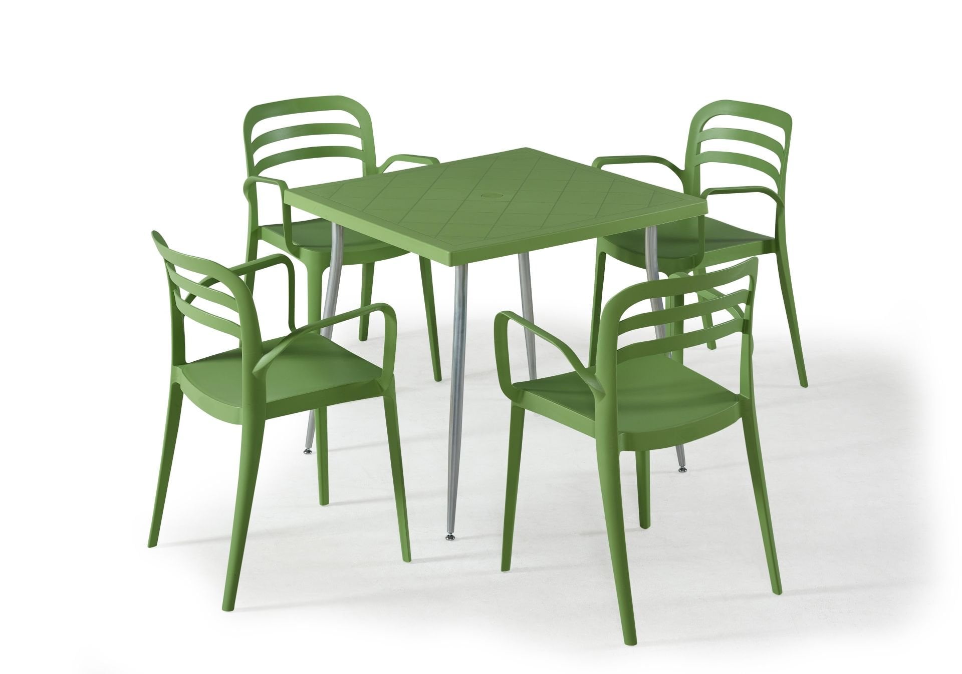 Yeşil Dış Mekan Masa Sandalye Takımı 4 Kişilik 80x80 cm