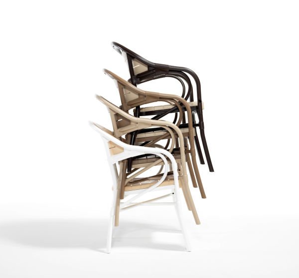 İstiflenebilir Bambu Beyaz Fildişi Dış Mekan Bahçe Sandalyesi