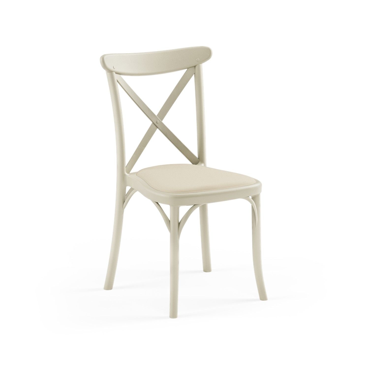 Bej Krem Kumaş Tonet Plastik Cafe Sandalyesi