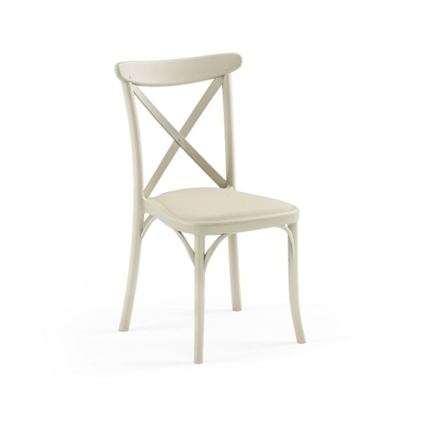 Bej Krem Kumaş Tonet Plastik Cafe Sandalyesi