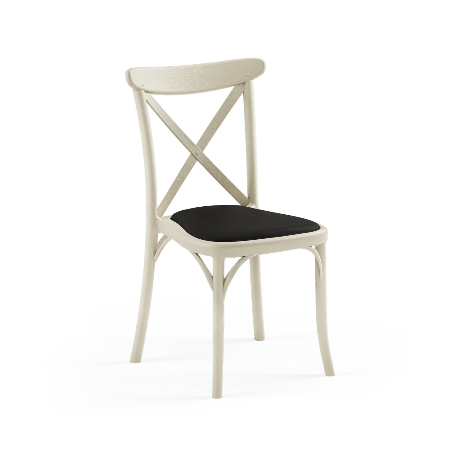 Bej Siyah Kumaş Tonet Plastik Yemek Odası Sandalyesi