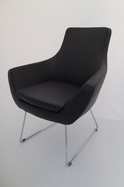 Fahren Siyah Deri Rahat Küçük Otel Lobi Koltuğu