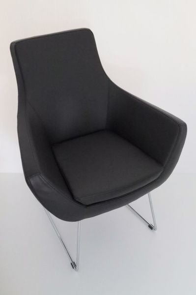 Fahren Siyah Deri Rahat Ofis Bekleme Koltuğu