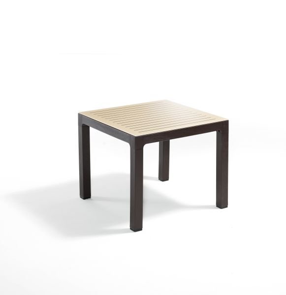 Kahverengi Rattan Bahçe Masası 90x90 cm Cappuccino Camlı İç ve Dış Mekan Kullanımına Uygun