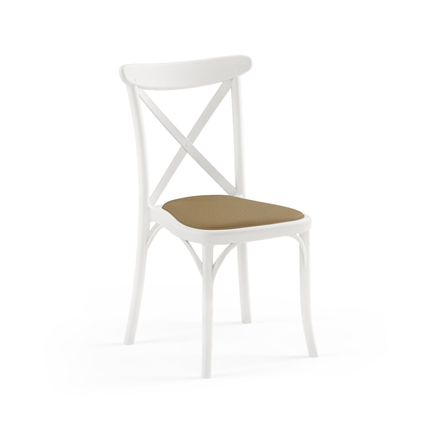 Tonet Pedli Kumaş Döşemeli Plastik Sandalye Beyaz