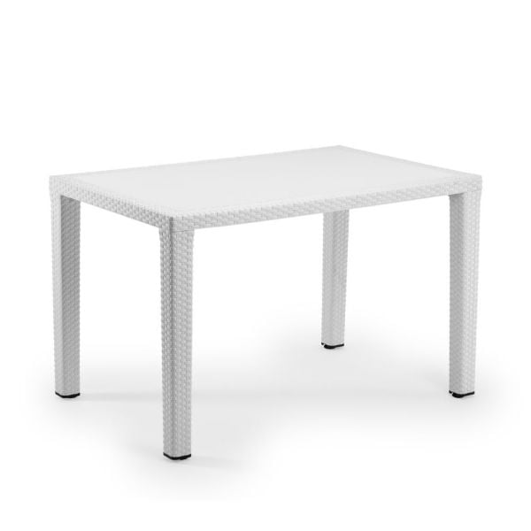 Beyaz Bahçe Masası 120x80 cm Mutfak Restoran Cafe Otel Balkon Teras Veranda ve Ev Bahçeleri İçin Dış Mekan Masası