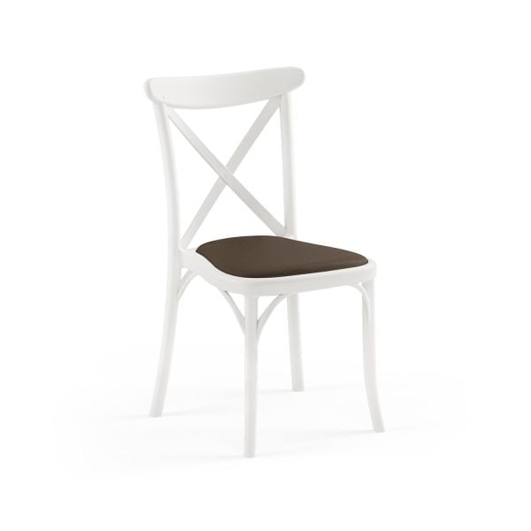 Su Geçirmez Kumaş Plastik Tonet Yemek Sandalyesi Beyaz