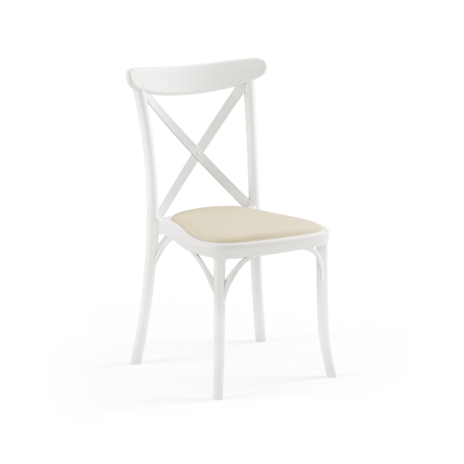 Beyaz Su Geçirmez Krem Kumaş Plastik Tonet Mutfak Sandalyesi