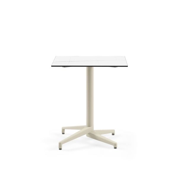 Bej Ayak Paslanmaz Compact Mermer Desen Masa 69x69