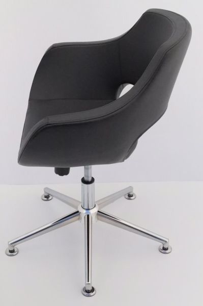 Ultra Siyah Deri Tekerleksiz Ofis Koltuğu