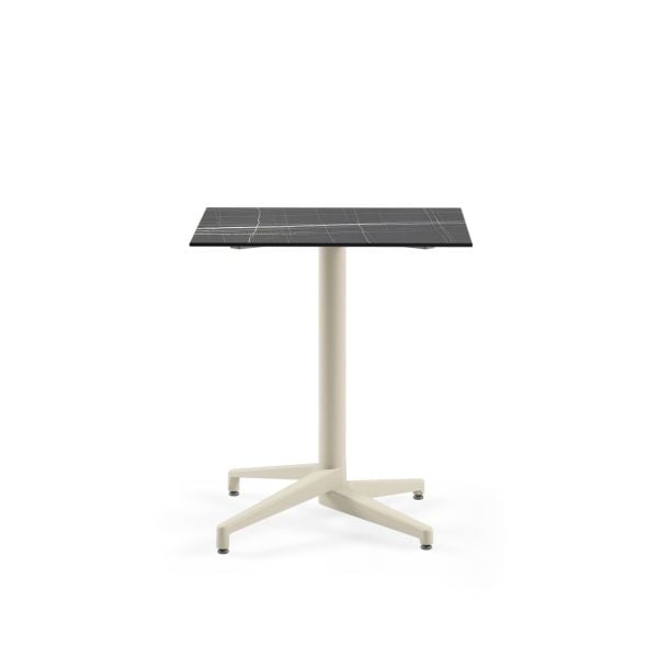 Bej Ayak Compact Mermer Desenli Cafe Masası 69x69