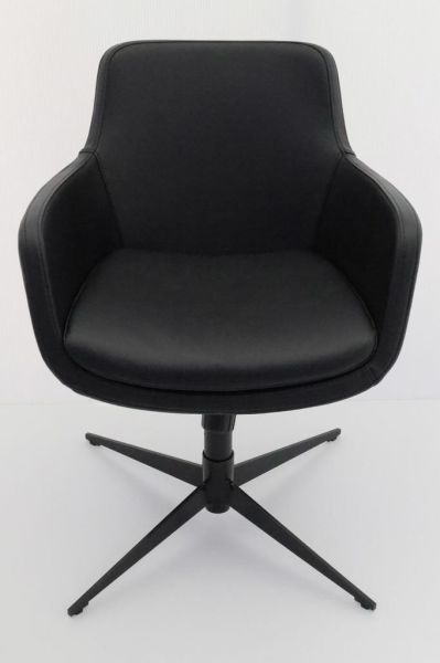 Bulut Siyah Deri Rahat Ofis Lobi Bekleme Koltuğu