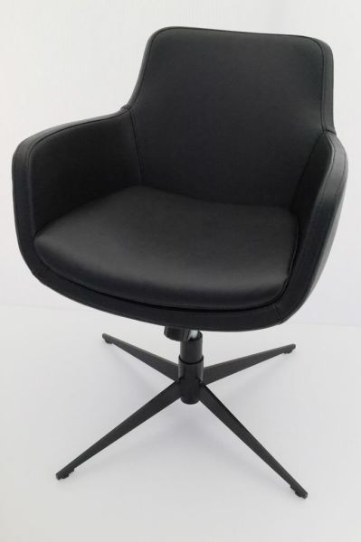 Bulut Siyah Deri Rahat Ofis Lobi Bekleme Koltuğu