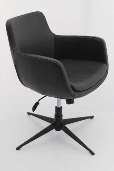 Bulut Siyah Deri Rahat Ofis Lobi Bekleme Koltuğu