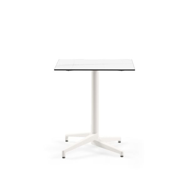 Beyaz Ayak Paslanmaz Compact Bayaz Mermer Bahçe Masası