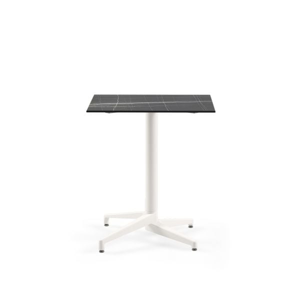 Beyaz Ayak Paslanmaz Compact Siyah Mermer Bahçe Masası