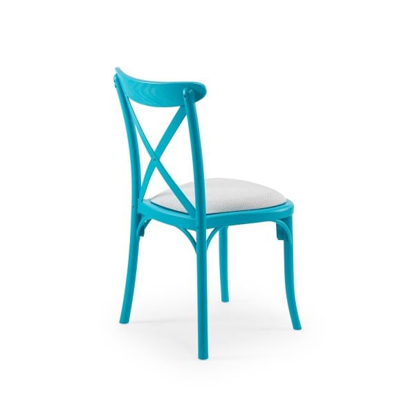 Turkuaz Mavi Pedli Kumaş Plastik Tonet Mutfak Sandalyesi
