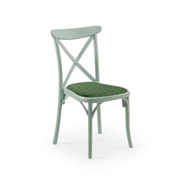 Nil Yeşili Pedli Yeşil Kumaş Plastik Tonet Kafe Sandalyesi