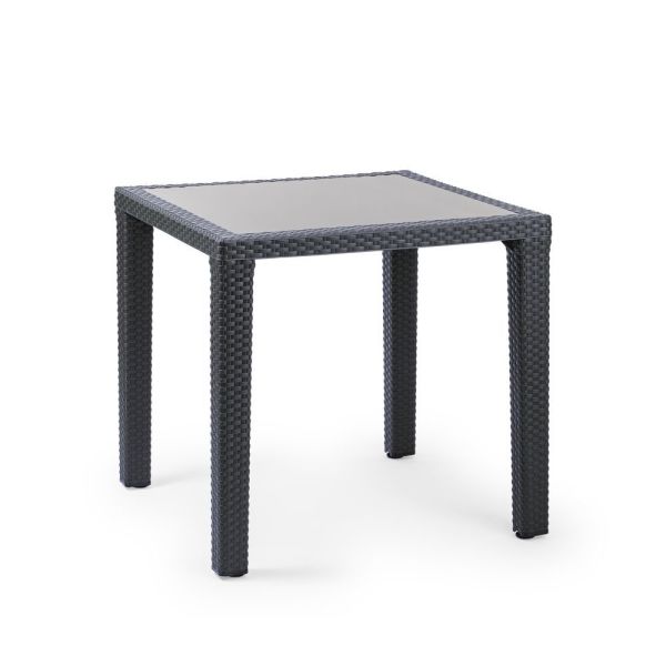 Antrasit Gri Rattan Plastik 4 Kişilik Kare 80x80.cm Dış Mekan Bahçe Masa Sandalye Takımı