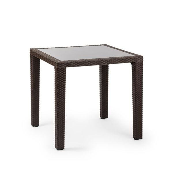 Venge Rengi Kare 4 Kişilik 80x80 cm Rattan Plastik Dış Mekan Bahçe Masa Sandalye Takımı