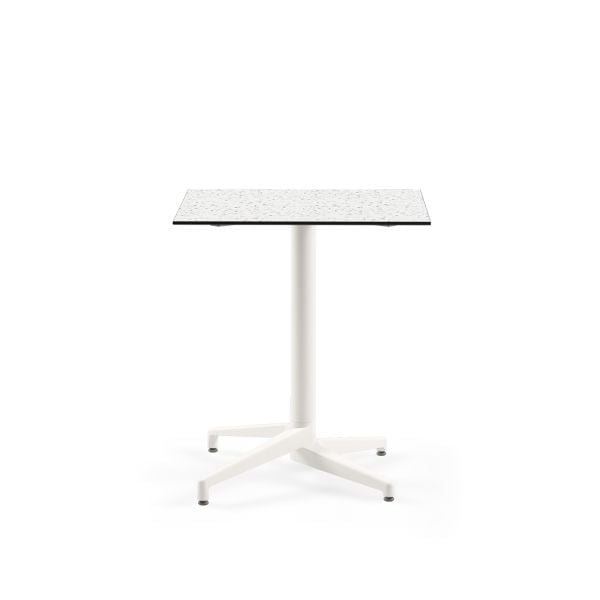 Beyaz Ayak Paslanmaz Compact Terrazzo Mermer Masa 69x69