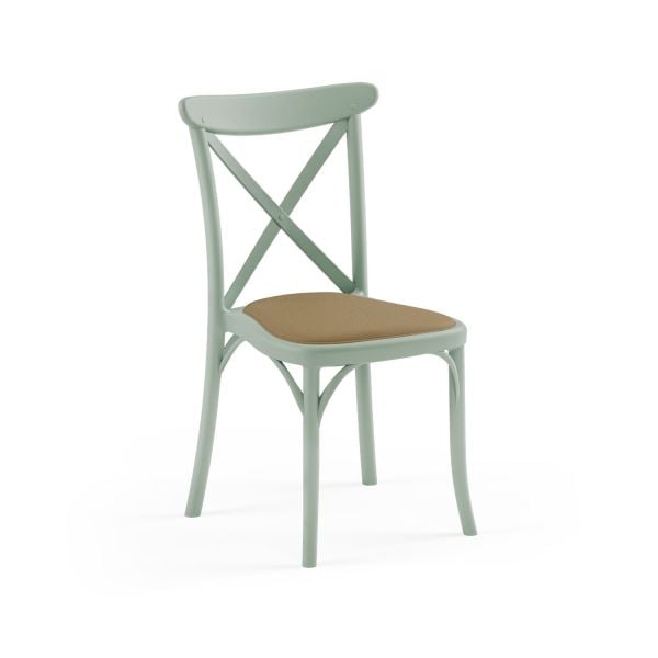 Nil Yeşili Pedli Kumaş Plastik Tonet Restoran Sandalyesi