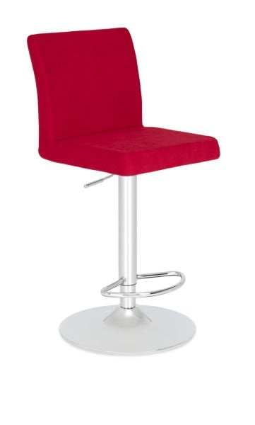 Delta Modern Kırmızı Kumaş Metal Krom Bar Sandalyesi | Ergonomik ve Şık Tasarım | Dayanıklı ve Konforlu | Poliüretan Sünger | Mutfak, Kafe, Restoran ve Bar Kullanımı